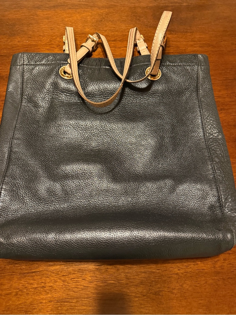 Michael Kors Black Leather Tote with Tan Handles